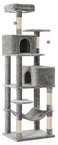 Árvore para gatos FEANDREA, torre para gatos com 191 cm de altura, postes para arranhar, macio, cinza claro PCT191W01