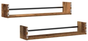 Prateleiras de parede 2 pcs Madeira antiga 80x16x14 cm Madeira engenhe
