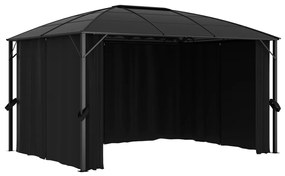 Gazebo com cortinas 400x300x265 cm antracite