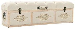 vidaXL Banco de arrumação 110 cm abeto maciço e tecido cor creme