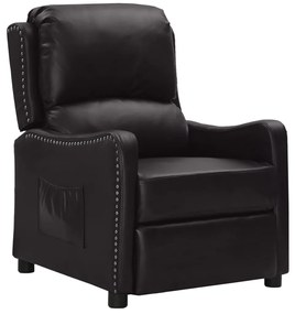 Cadeira reclinável couro artificial brilhante preto