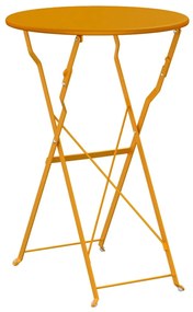 Mesa Bistro Dobrável Amarelo Mostarda Ø50x71 cm em Aço com Revestiment