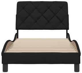 Estrutura de cama sem colchão 90x190 cm tecido preto