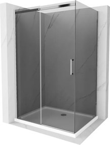 Mexen Omega cabine de duche deslizante 100 x 90 cm, grafite, cromado + base Flat, branco - 825-100-090-01-40-4010