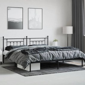 Estrutura de cama com cabeceira 200x200 cm metal preto