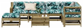 8 pcs conjunto lounge de jardim c/ almofadões pinho impregnado