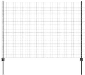 vidaXL Cerca e Poste Cinzeto 1,5 x 10 m Aço