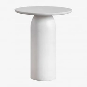 Mesa De Cabeceira Ø45 Cm Em Cimento Layana Branco - Sklum