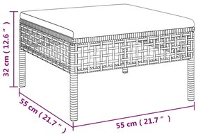 6 pcs conjunto lounge de jardim c/ almofadões vime PE cinzento