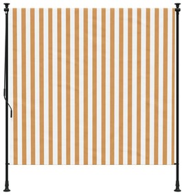 Estore de rolo exterior 200x270 cm tecido/aço laranja e branco