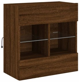Móvel parede p/ TV luzes LED 58,5x30x60,5 cm carvalho castanho