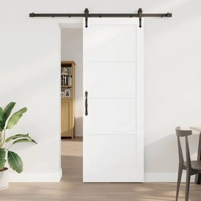 Porta Deslizante vidaXL com Conjunto de Ferragens Branca 78x211 cm Madeira Sólida de Pinho