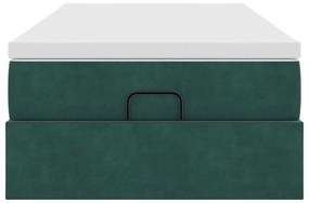 Estrutura de cama otomana vidaXL com colchão verde escuro Veludo