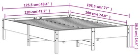 Cama sem colchão 120x190 cm madeira de pinho maciça branco