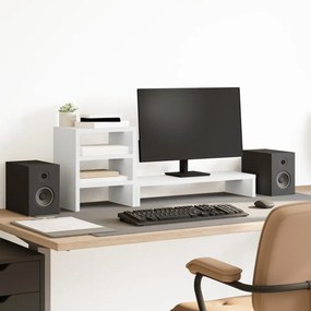 vidaXL Suporte monitor c/ organizador secretária deriv. madeira branco