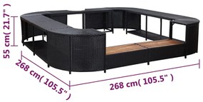 Contorno de spa quadrado 268 x 268 x 55 cm vime PE preto