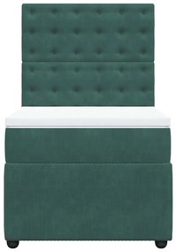 Cama com molas/colchão 100x200 cm veludo verde-escuro