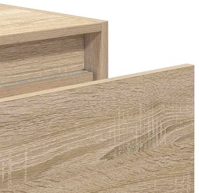 Mesa de cabeceira de parede com luzes LED carvalho sonoma