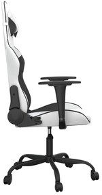 Cadeira gaming couro artificial branco e preto