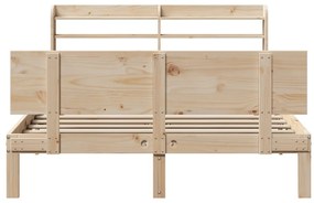 Estrutura de cama com cabeceira 140x200 cm pinho maciço