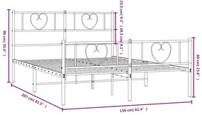 Estrutura de cama com cabeceira e pés 150x200 cm metal branco