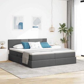 vidaXL Cama com Armazenamento com colchão Cinza Escuro 200 x 200 cm