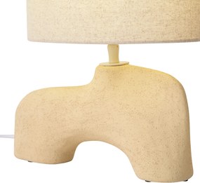 Candeeiro de Mesa Wabi Sabi Bege com Abajur de Linho 35cm - Florence