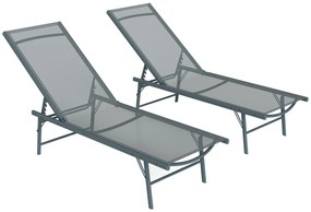 Outsunny Conjunto de 2 Espreguiçadeiras Jardim Dobráveis e Reclináveis em 5 Posições 164x54x84 cm Cinza Claro