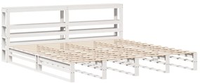 Cama sem colchão 200x200 cm madeira de pinho maciça branco