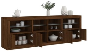 Aparador com luzes LED 202x37x67 cm carvalho castanho