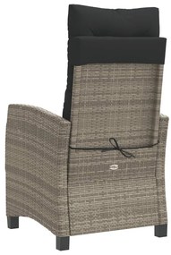 Cadeiras jardim reclináveis 2 pcs c/ almofadões vime PE cinza