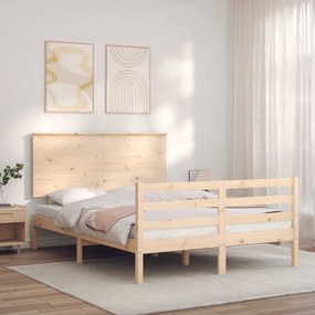 vidaXL Estrutura de cama com cabeceira 140x200 cm madeira maciça