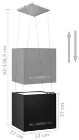 Exaustor de ilha suspenso ecrã tátil LCD 37cm aço revestido pó