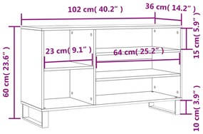 Sapateira 102x36x60 cm derivados de madeira cinzento sonoma