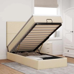 vidaXL Estrutura de cama otomana com creme de colchão 90x190cm tecido
