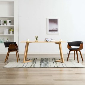 Cadeiras jantar 2 pcs madeira curvada e tecido cinzento