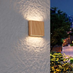 Candeeiro de parede exterior escandinavo impressão de madeira 11,5cm incl. LED IP65 - Batt