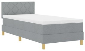 Cama Box Spring com Colchão Cinza Claro 90x200 cm Tecido