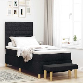 vidaXL Cama Box Spring com Colchão e Banco Preto 100x200 cm Tecido