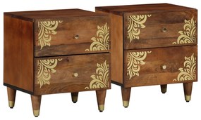 vidaXL Cômodas de cabeceira 2 pcs 40x33,5x46 cm Madeira de Mangueira