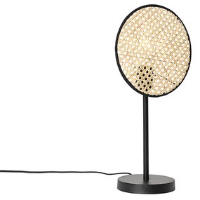 Candeeiro de mesa rústico preto com vime 25 cm - Kata Oriental,Rústico