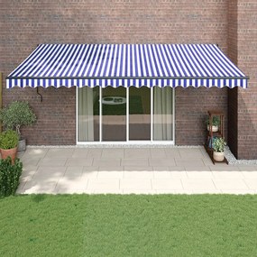 Toldo retrátil automático 5x3 m azul e branco