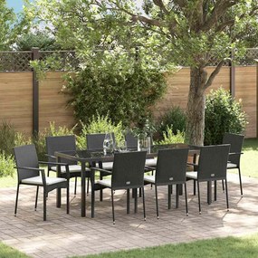 vidaXL Conjunto de Jantar Jardim 9 pcs Preto 200 x 80 x 73 cm Ratan PE