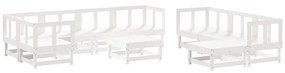 10pcs conjunto lounge jardim c/almofadões madeira maciça branco