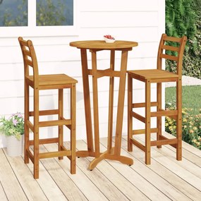 Conjunto de bar para jardim 3 pcs madeira de acácia maciça