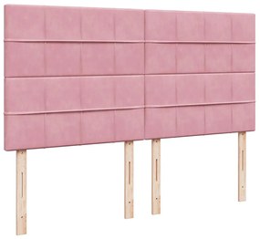Cama com molas/colchão 200x200 cm veludo rosa