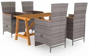 5 pcs conjunto de jantar para jardim cinzento