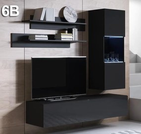 Conjunto de Móveis de Sala Arca – 1,6 m – Modular em Preto com Móvel T