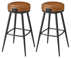 Conjunto de 2 bancos de bar com 76 cm de altura em castanho caramelo