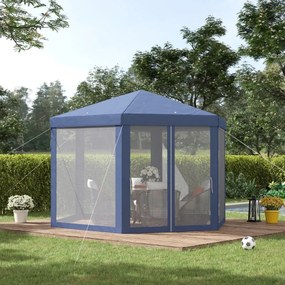 Tenda de Jardim Hexagonal - 4x3m - Cor Azul
